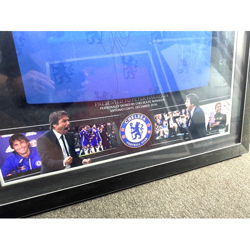 220 - Signed Chelsea FC Shirt Framed signed personally by Chelsea FC Manager Antonio Conte December 2016 p... 