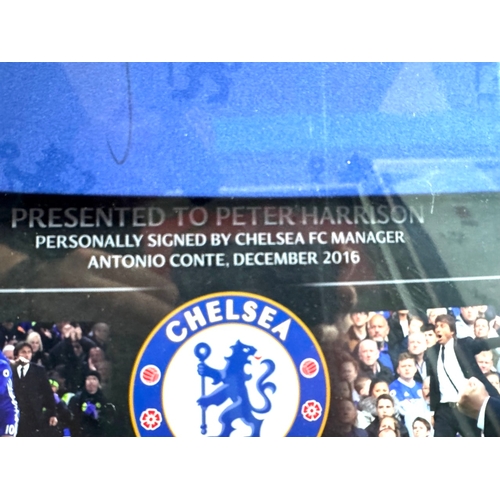 220 - Signed Chelsea FC Shirt Framed signed personally by Chelsea FC Manager Antonio Conte December 2016 p... 