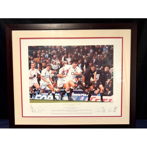 221 - Framed & Signed Doug Harker Investec Challenge England v New Zealand 2002 - Hand-signed by Martin Jo... 