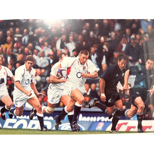 221 - Framed & Signed Doug Harker Investec Challenge England v New Zealand 2002 - Hand-signed by Martin Jo... 