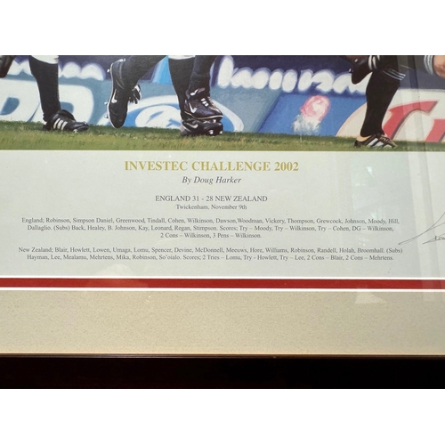 221 - Framed & Signed Doug Harker Investec Challenge England v New Zealand 2002 - Hand-signed by Martin Jo... 