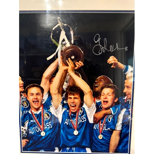 224 - Framed & hand-signed Photo of Gianfranco Zola holding European Cup Winners Cup 1998 with COA