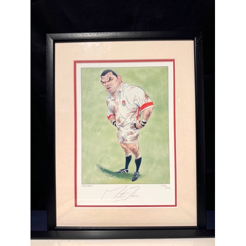 231 - Signed Martin Johnson Print + Signed Simon Key Sport Transcending  Politics signed by England Rugby ... 