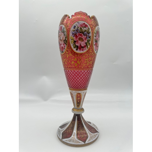 233 - 19th Century Bohemian Crystal Ruby and Gilded Vase - 32cm