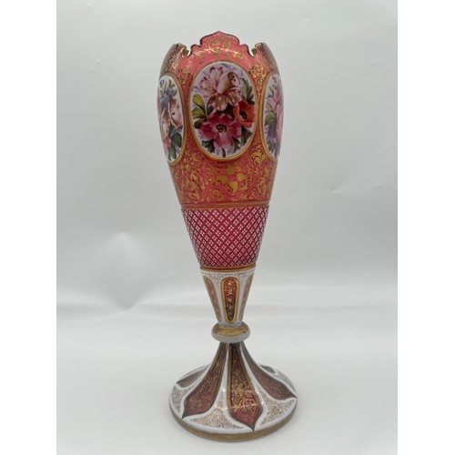 233 - 19th Century Bohemian Crystal Ruby and Gilded Vase - 32cm