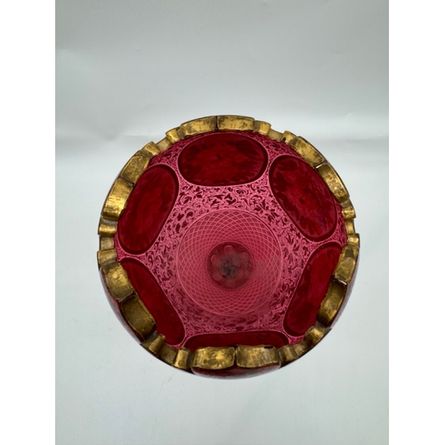 233 - 19th Century Bohemian Crystal Ruby and Gilded Vase - 32cm