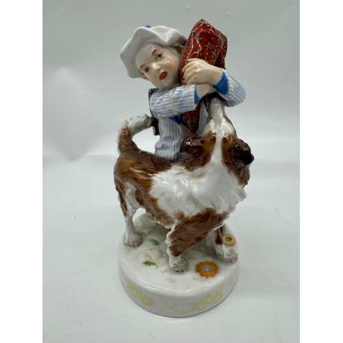 241 - Early 20th Century Meissen Boy & Dog - Erich Hosel 18cm A/F