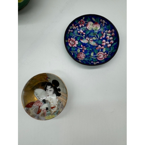 243 - Collection of 19th - 20th century Oriental inspired ceramics + cloisonné pin dish