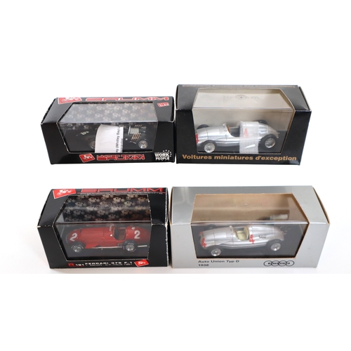 252 - Four boxed 1:43 Scale Model Cars Audi Auto Union Type D, Ferrari 375 F1, Limited Edition brumm BRM P... 