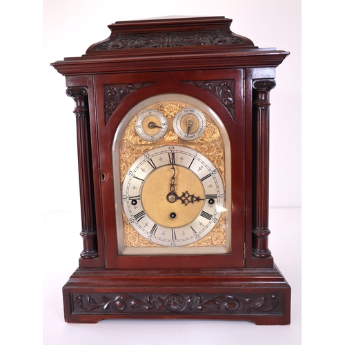 39 - A substantial Victorian boardroom mahogany bracket clock, beautifully engineered three train brass m... 