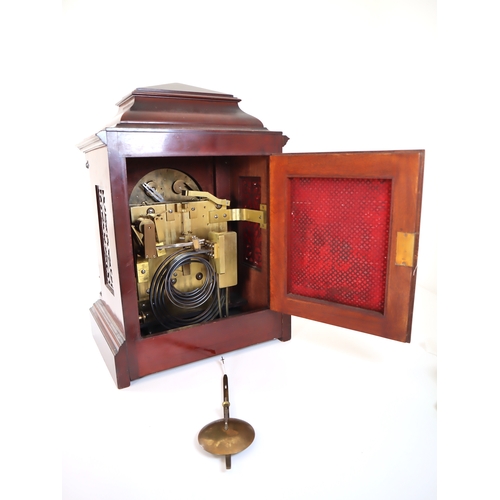 39 - A substantial Victorian boardroom mahogany bracket clock, beautifully engineered three train brass m... 