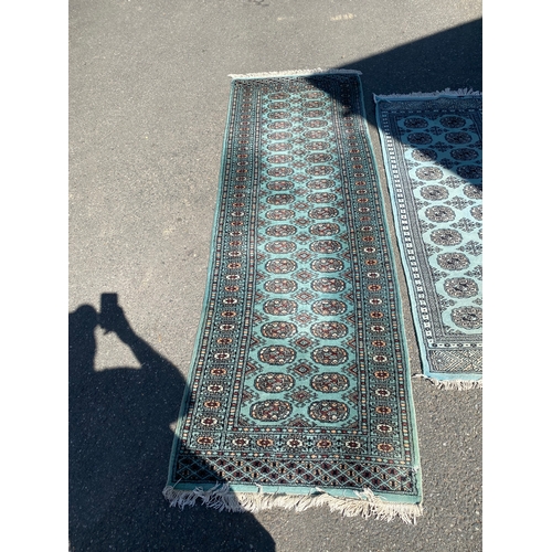 782 - Genuine Pakistani Hand Knotted Carpet/rug runner 238 x 80 cm approx and similar smaller rug/runner