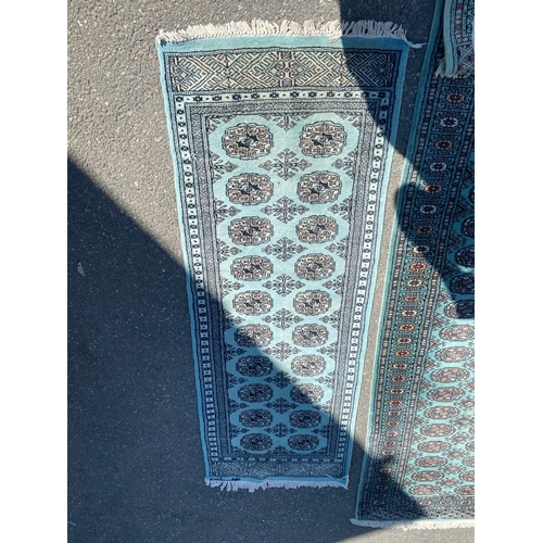 782 - Genuine Pakistani Hand Knotted Carpet/rug runner 238 x 80 cm approx and similar smaller rug/runner