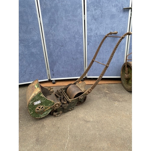 828 - Antique Ransomes, Sims & Jefferies manual grass cutter and Roller.