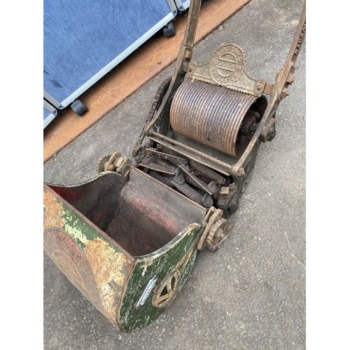 828 - Antique Ransomes, Sims & Jefferies manual grass cutter and Roller.