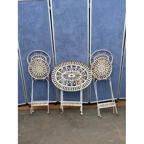 829 - Vintage Wrought Iron foldable garden table and chairs