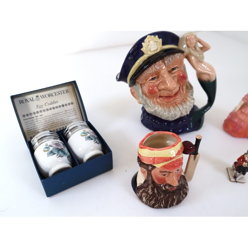 13 - Royal Doulton Old Sat, Rose, W G Grace Ltd Edition, Royal Worcester Egg Coddler + others