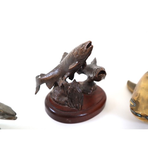 14 - Collection of Bronze, Brass, Stone Trout / Fish Ornaments