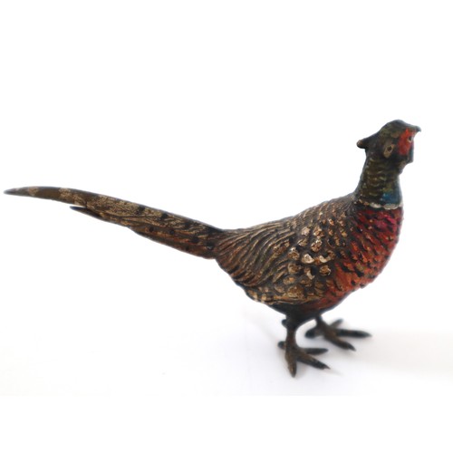 16 - 20th century Austrian Cold Painted Bronze Pheasant