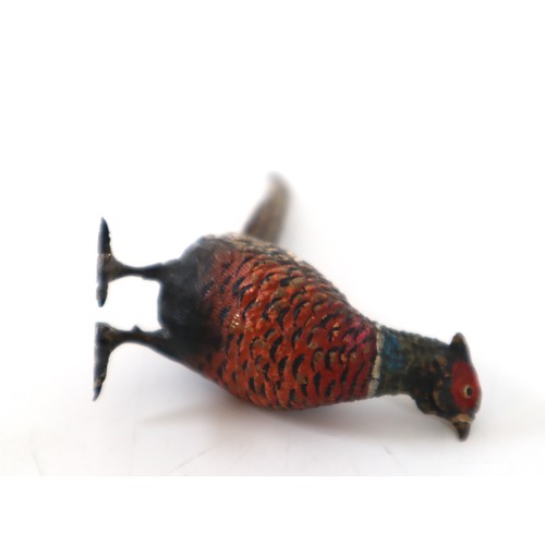 16 - 20th century Austrian Cold Painted Bronze Pheasant