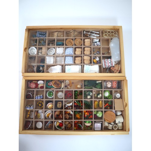 36 - Large collection of sorted dolls house accessories, food, plates, books, toys etc