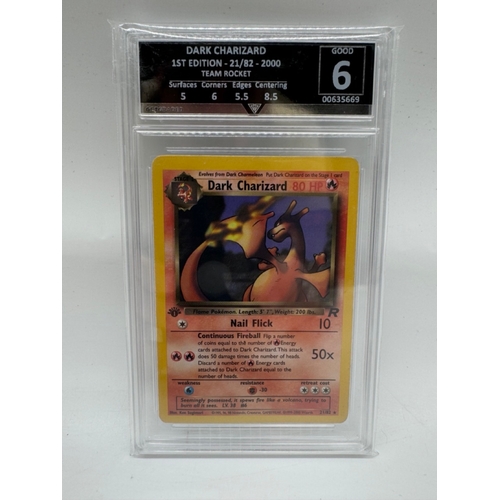 62A - Pokemon TCG : Dark Charizard 1st Edition 21/82 - 2000 Team Rocket Get Graded 6 Good