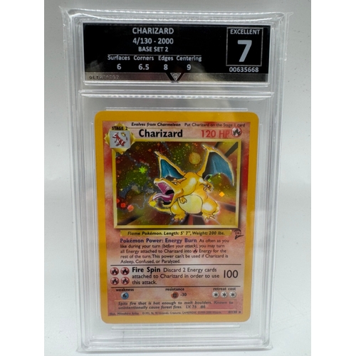 62C - Pokemon TCG : Charizard 4/130 Base Set 2 Get Graded 7 Excellent