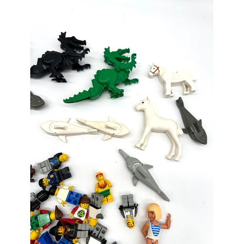 186 - Lego - Collection of various minifigures, dragons, horses, sharks etc