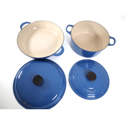 53 - Le Creuset Blue Handled cooking Pots 24 / 30