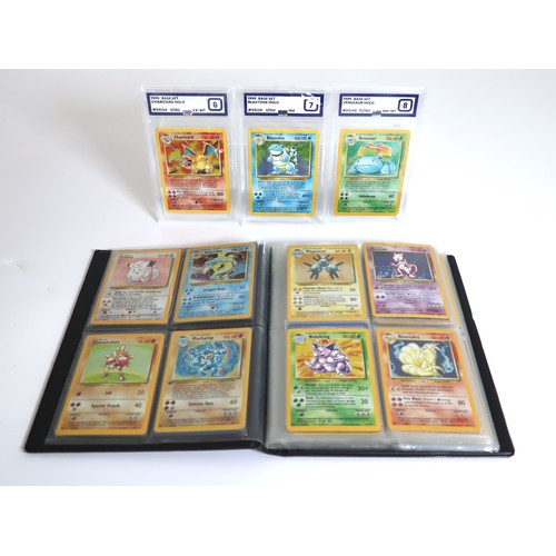 60A - Pokemon TCG - Complete Base Set 4th Print with graded Charizard PG 6, Blastoise PG 7 & Venusaur PG 8... 