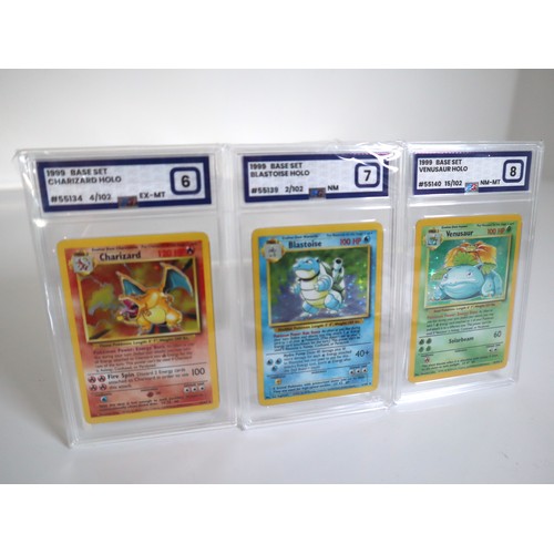 60A - Pokemon TCG - Complete Base Set 4th Print with graded Charizard PG 6, Blastoise PG 7 & Venusaur PG 8... 