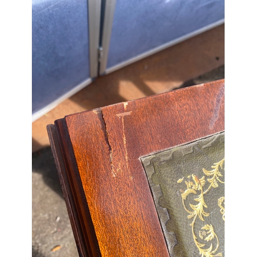 653 - Two inlaid leather top drop leaf tables.