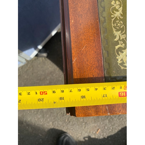 653 - Two inlaid leather top drop leaf tables.