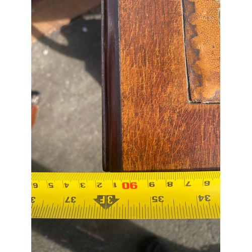 653 - Two inlaid leather top drop leaf tables.