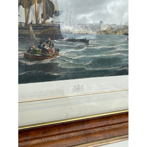 661 - Two engravings/prints including the port of Liverpool and The putting green.