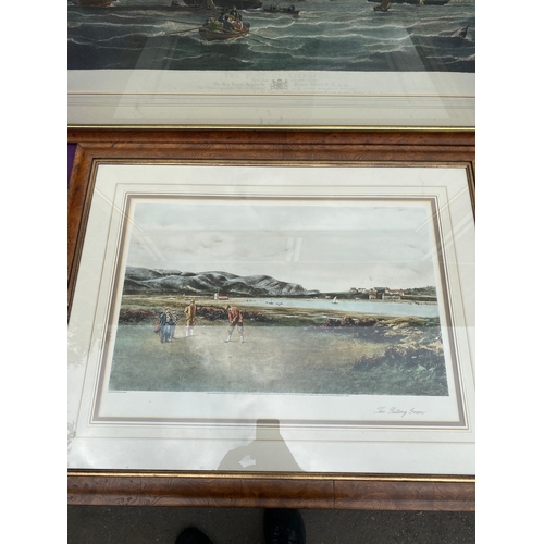 661 - Two engravings/prints including the port of Liverpool and The putting green.