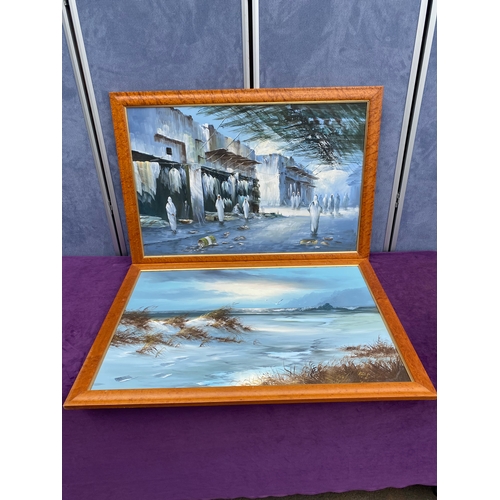 662 - Two framed landscape paintings on canvas.