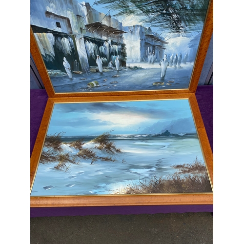 662 - Two framed landscape paintings on canvas.