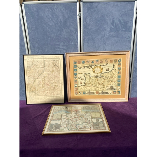 670 - Three framed maps