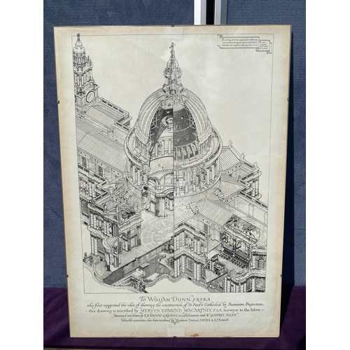 671 - Two interesting cross sections/plans of St Pauls cathedral and Cheap Ward with its diversions