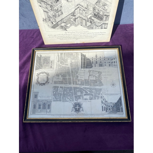 671 - Two interesting cross sections/plans of St Pauls cathedral and Cheap Ward with its diversions