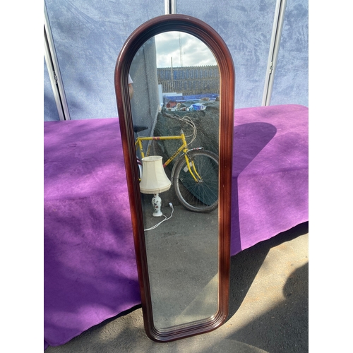 681 - wooden framed full length mirror