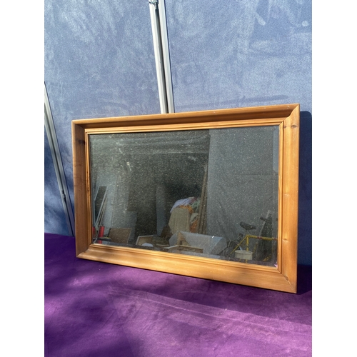 683 - Large pine rectangular mirror.