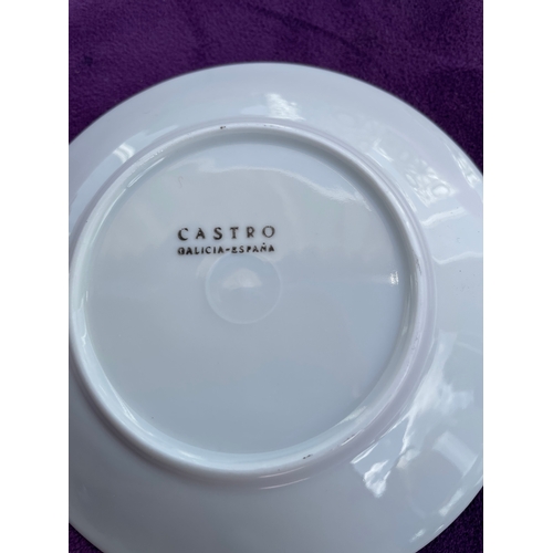 213 - Castro Galicia-Spaña Geometric Designed Ceramic  coffee set including coffee pot, milk pourer, cups ... 