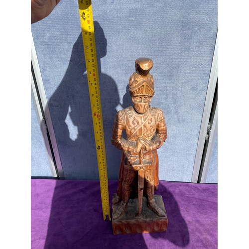 214 - Vintage carved wood Knight statue
