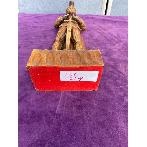 214 - Vintage carved wood Knight statue
