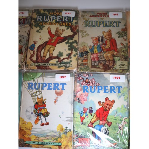 7 - Complete 1950-1959 Rupert Bear Annual's , Alfred Bestall