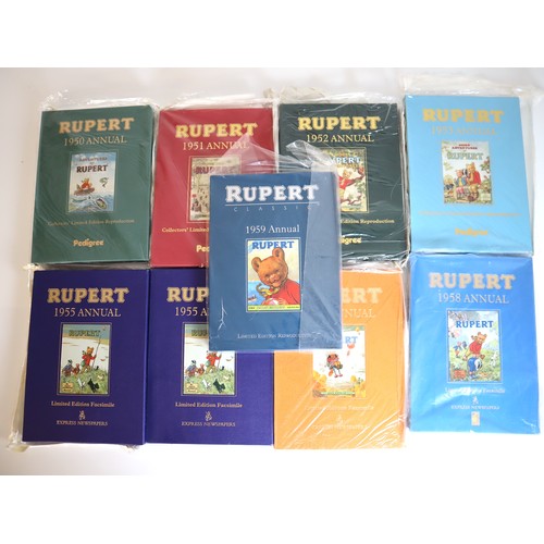 15 - Limited Edition Rupert Bear Annuals 1950 - 1959's - Facsimiles includes 2 copies of 1955