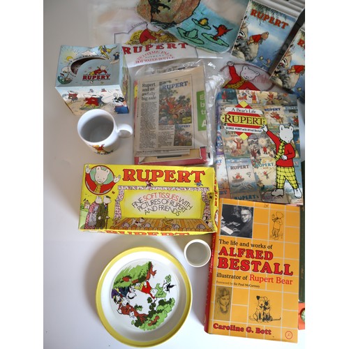 20 - Vintage Rupert Bear Collectors Pieces & Literature, including 1970's sealed box of tissues, Merrytho... 