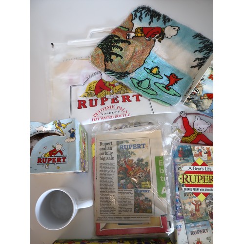 20 - Vintage Rupert Bear Collectors Pieces & Literature, including 1970's sealed box of tissues, Merrytho... 